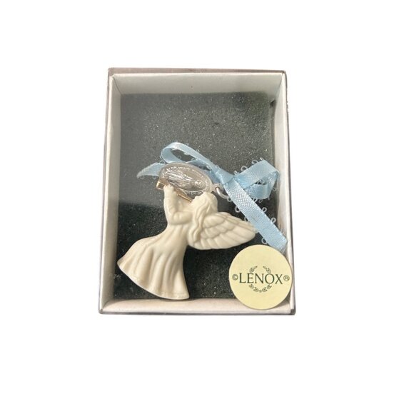 Lenox Porcelain Angel Ornament With Light Blue Ribbon - Picture 2 of 3
